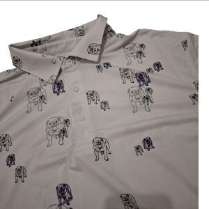 Robert Graham Clubhouse Bulldog Pattern Performance Polo Shirt Size M